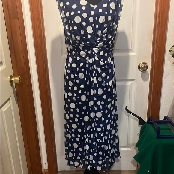 Isaac Mizrahi | Dresses | Isaac Mizrahi Blue And White Tie Front Midi Dress  | Poshmark